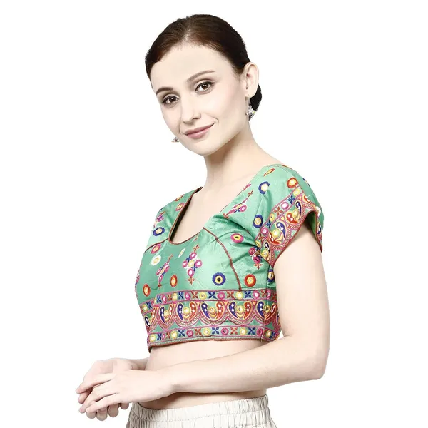 Green_Premium_Saree_Blouse_For_Women_&_Girls