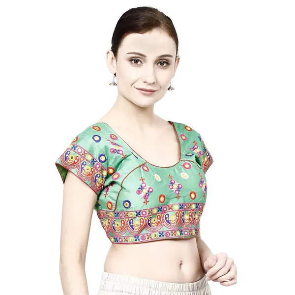 Green_Premium_Saree_Blouse_For_Women_&_Girls