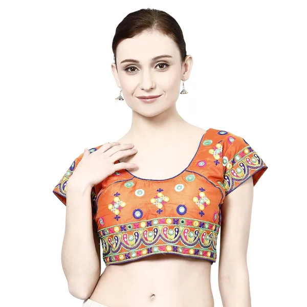 Orange_Premium_Saree_Blouse_For_Women_&_Girls