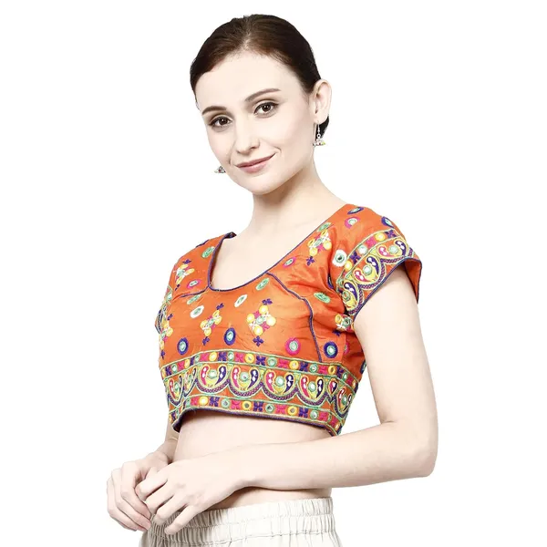 Orange_Premium_Saree_Blouse_For_Women_&_Girls