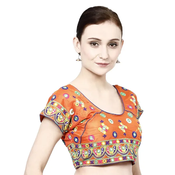 Orange_Premium_Saree_Blouse_For_Women_&_Girls