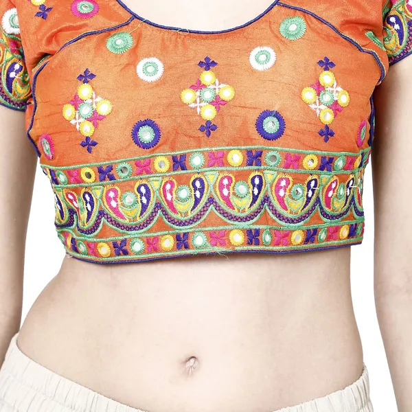 Orange_Premium_Saree_Blouse_For_Women_&_Girls