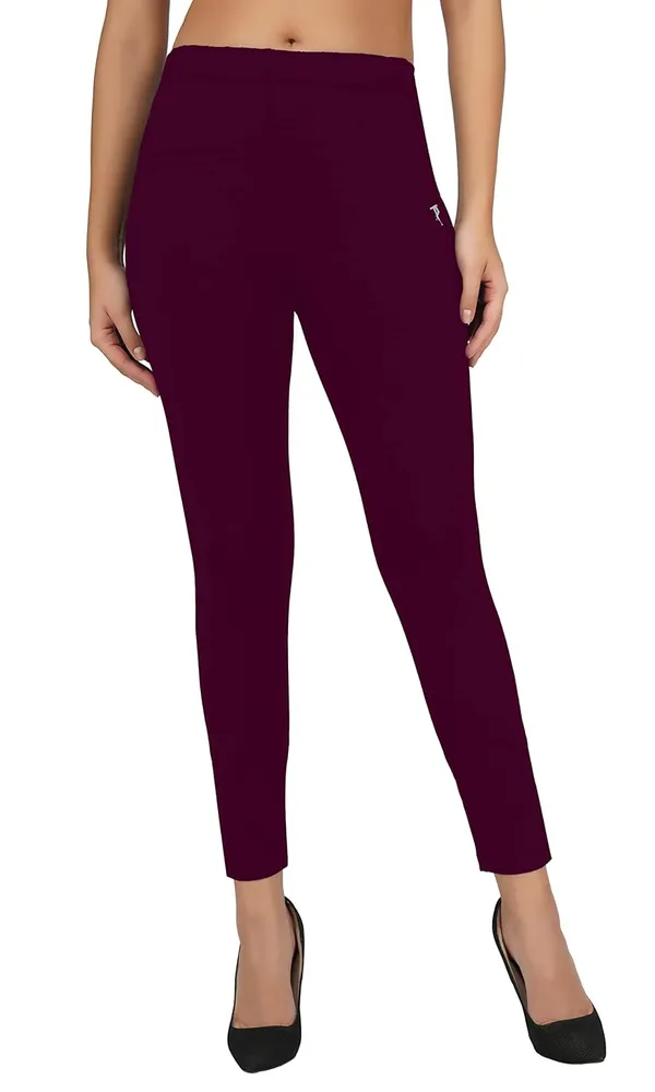 Burgandy_Wine_Premium_Skinny_Fit_Leggings_Pants_|_Anti_Bacterial_&_Anti_Viral_Daily_Use_Ladies_Ankle_Length_Fit_For_Women