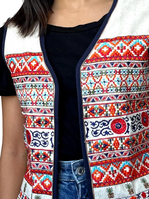 White_Premium_Embroiderd_Ethnic_Jacket_Or_Koti