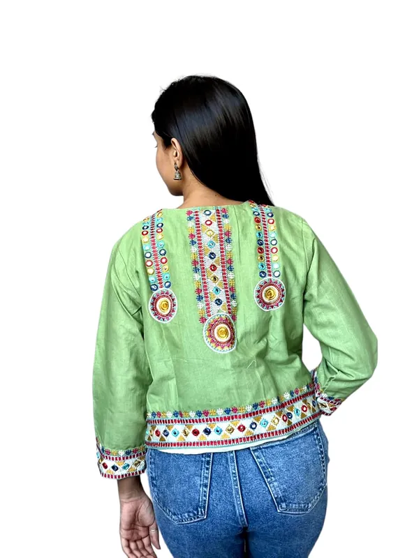 Green_Premium_Embroiderd_Ethnic_Shrug_Or_Jacket_|_Special_Embroidered_Cotton_Koti/_Jacket/_Waist_Coat