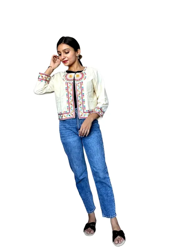 White_Premium_Embroiderd_Ethnic_Shrug_Or_Jacket_|_Special_Embroidered_Cotton_Koti/_Jacket/_Waist_Coat