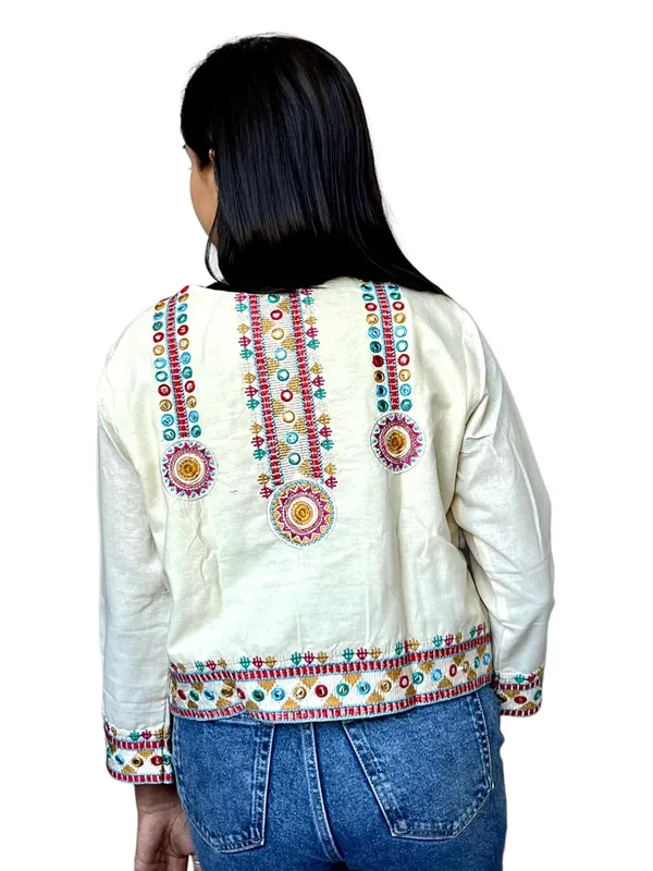 White_Premium_Embroiderd_Ethnic_Shrug_Or_Jacket_|_Special_Embroidered_Cotton_Koti/_Jacket/_Waist_Coat