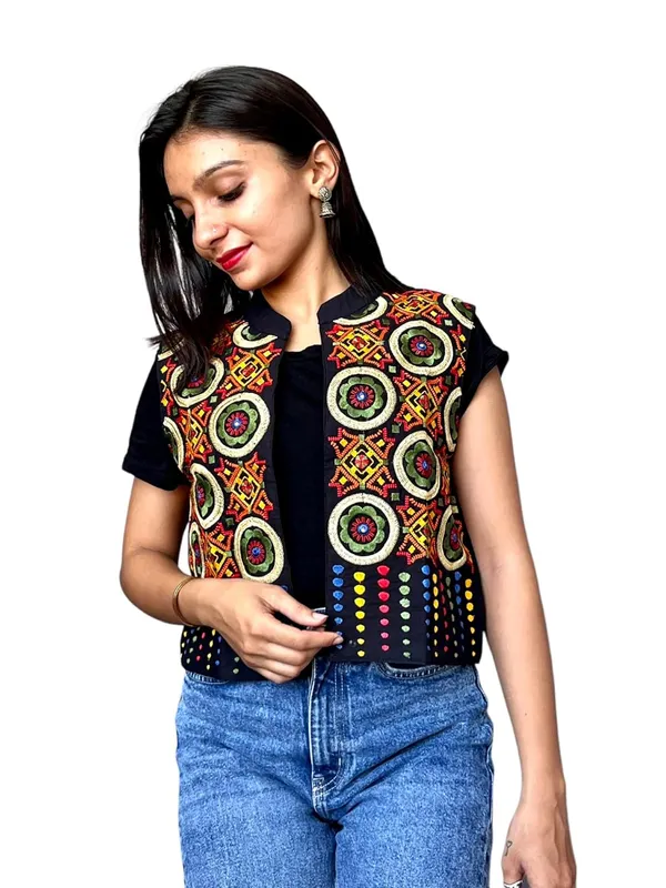 Black_Premium_Embroiderd_Ethnic_Shrug_Or_Jacket_|_Special_Embroidered_Cotton_Koti/_Jacket/_Waist_Coat
