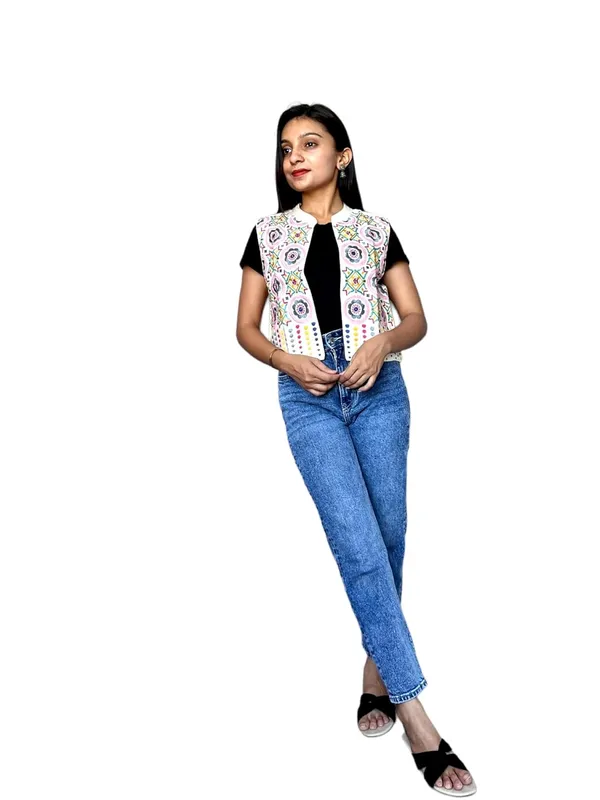 White_Premium_Embroiderd_Ethnic_Shrug_Or_Jacket_|_Special_Embroidered_Cotton_Koti/_Jacket/_Waist_Coat