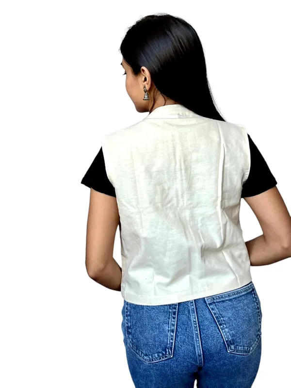 White_Premium_Embroiderd_Ethnic_Shrug_Or_Jacket_|_Special_Embroidered_Cotton_Koti/_Jacket/_Waist_Coat
