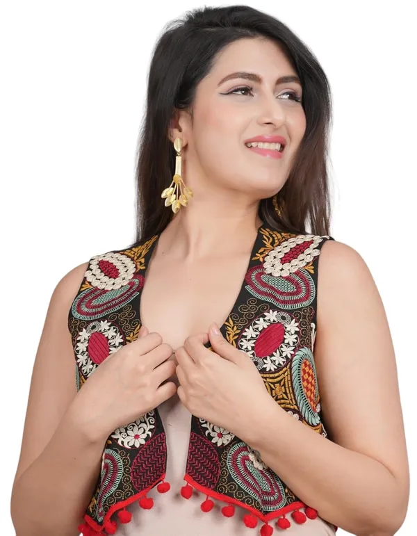 Black_Premium_Embroiderd_Ethnic_Shrug_Or_Jacket_|_Special_Embroidered_Cotton_Koti/_Jacket/_Waist_Coat