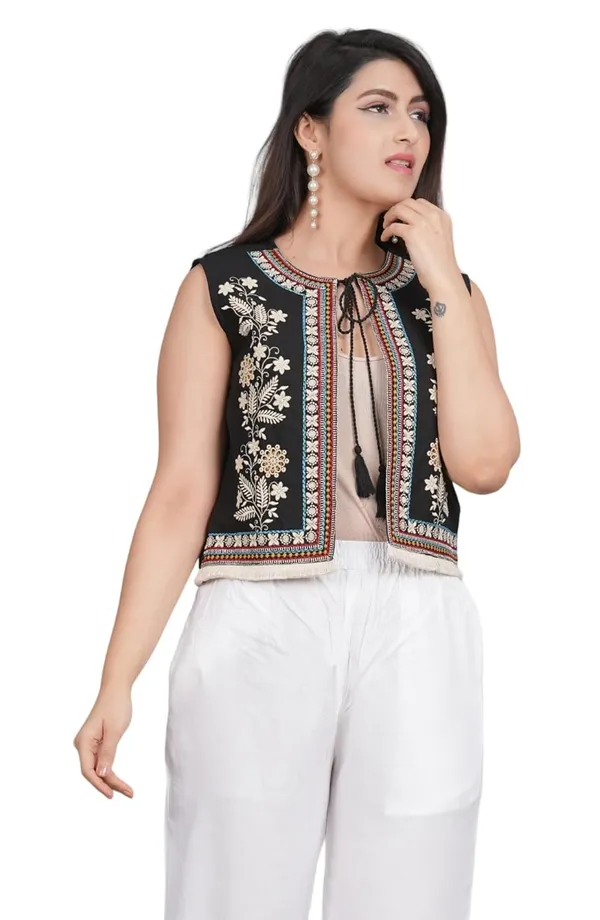 Black_Premium_Embroiderd_Ethnic_Shrug_Or_Jacket_|_Special_Embroidered_Cotton_Koti/_Jacket/_Waist_Coat