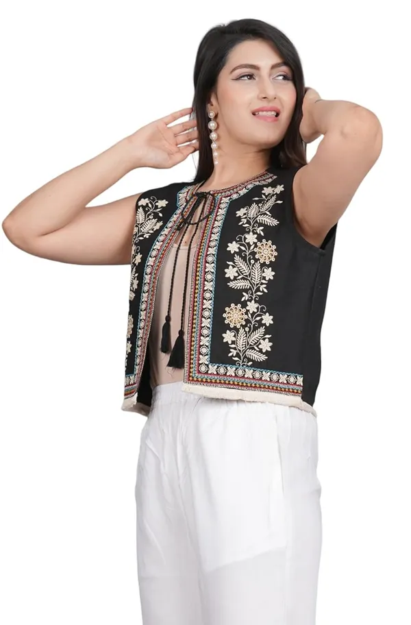 Black_Premium_Embroiderd_Ethnic_Shrug_Or_Jacket_|_Special_Embroidered_Cotton_Koti/_Jacket/_Waist_Coat
