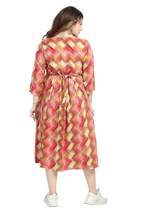 Diaognel_Print_Front_Plit_3/4_Sleeves_Rayon_Maternity_Dress