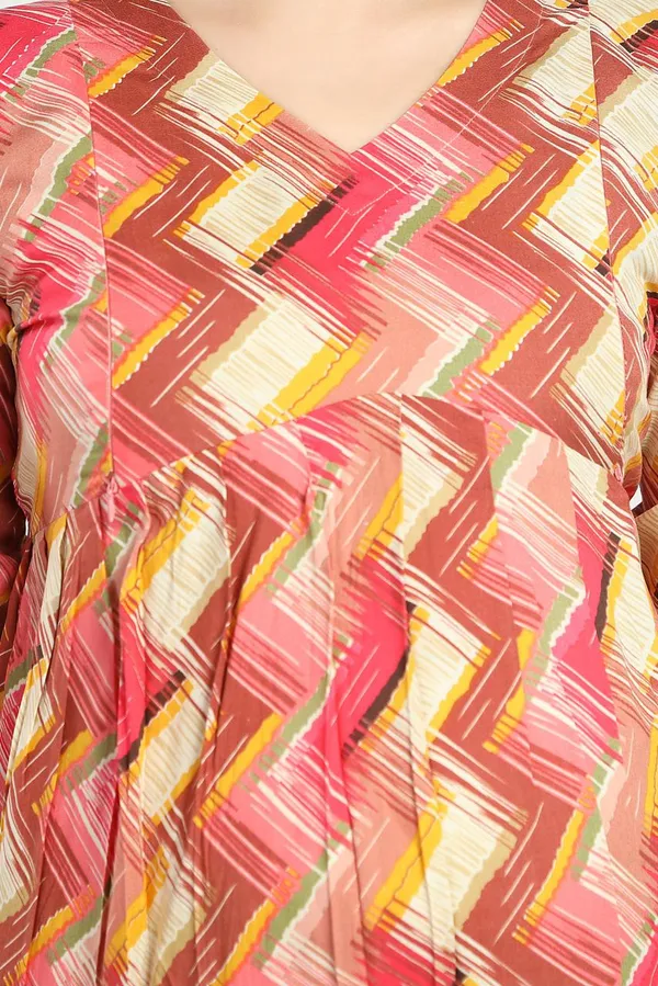 Diaognel_Print_Front_Plit_3/4_Sleeves_Rayon_Maternity_Dress
