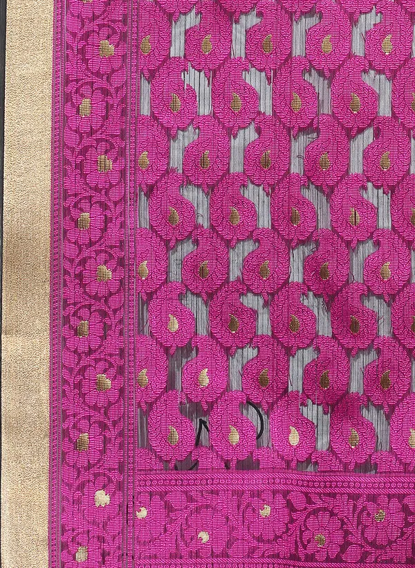 Grey_Silk_Blend_Banarasi_Sarees_For_Women