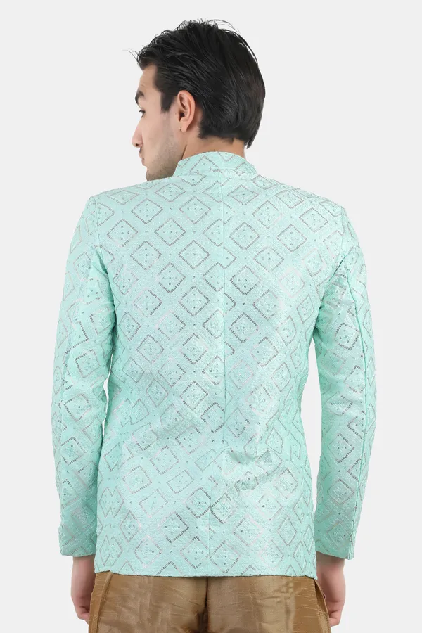 Mint_Green_Embroidered,_Self_Design_Bandhgala