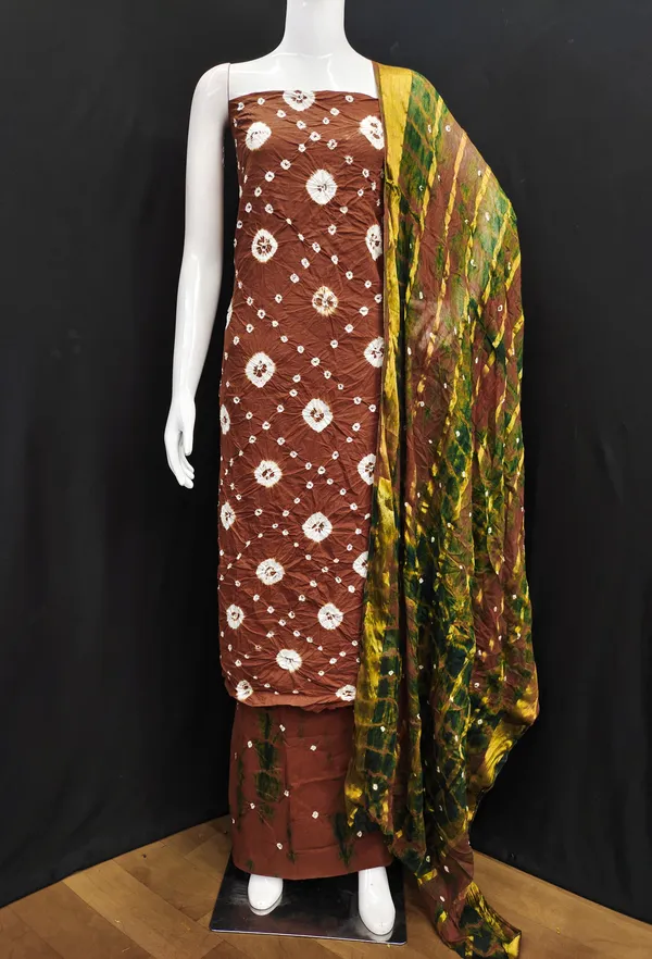 Unstitched_Suit_Dress_Material_|_Suman_Pure_Cotton_Hand_Bandhej_Bandhani_|_Premium_Unstitched_Suit_Material_For_Her_|_4.50_Meter_Top_&_Bottom_With_2_Meter_Dupatta