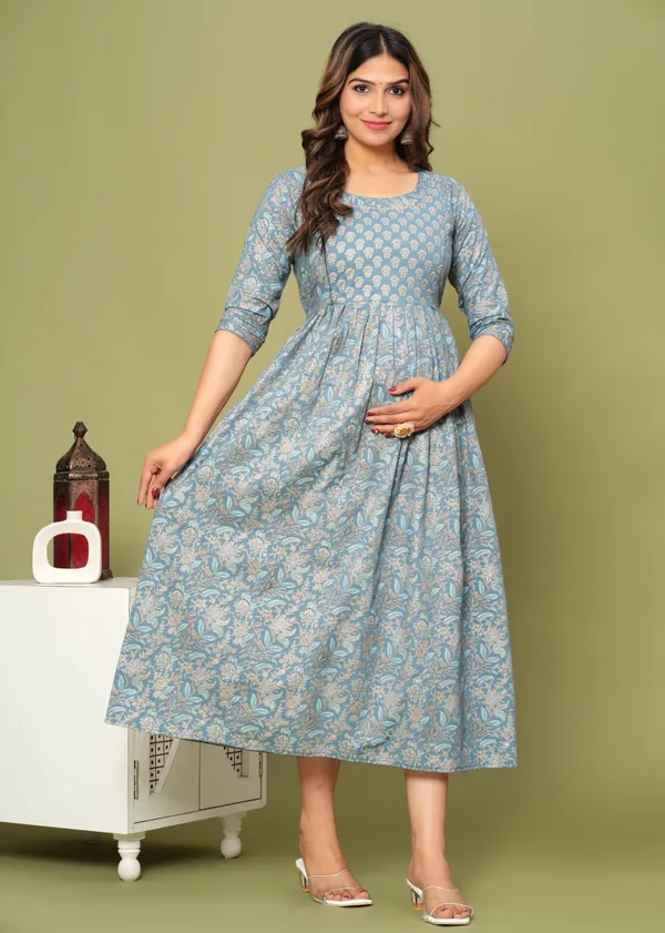Chandrima_Grey_Cotton_Maternity_And_Feeding_Kurti