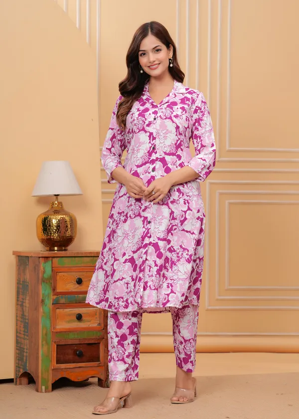 Chic_Collared_Printed_Cord_Set
