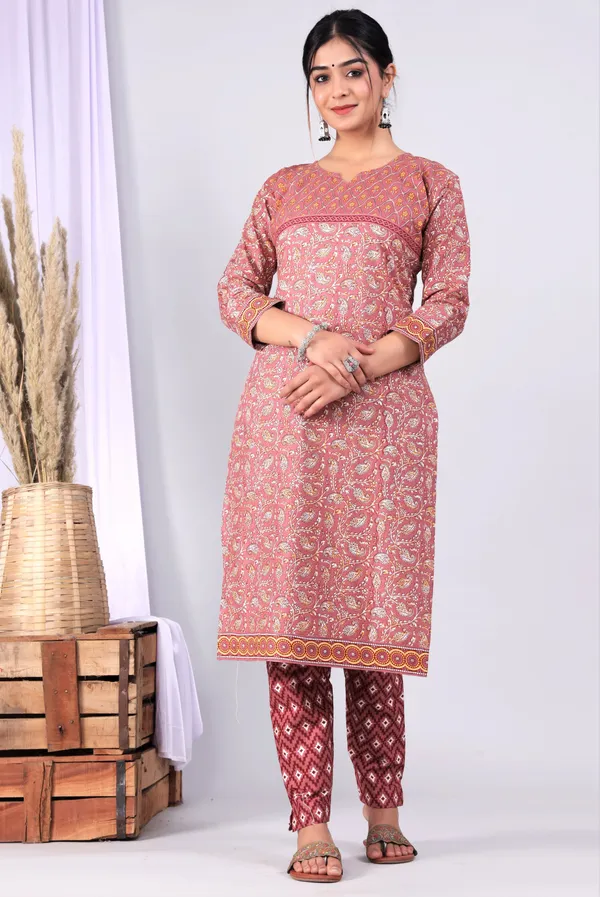 Peach_Pure_Cotton_Printed_Casual_Wear_Kurti_For_women