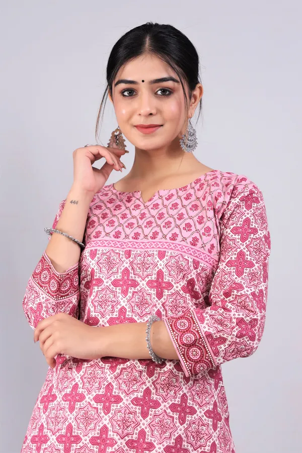 Pink_Pure_Cotton_Printed_Casual_Wear_Kurti_For_Women