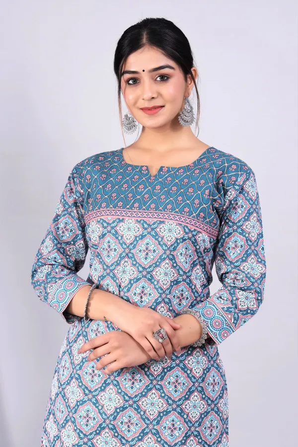 Turkish_Blue_Pure_Cotton_Printed_Casual_Wear_Kurti_For_Women