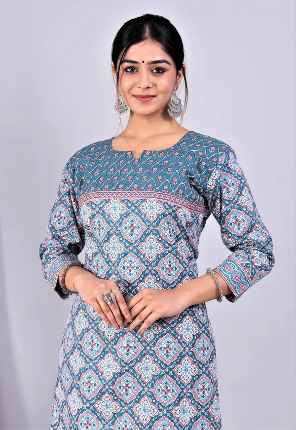 Turkish_Blue_Pure_Cotton_Printed_Casual_Wear_Kurti_For_Women