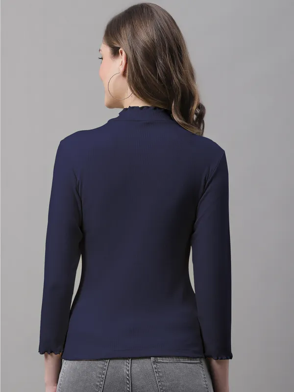 Navy_Cotton_Rib_Turtle_Neck_Medium_Top_For_Women