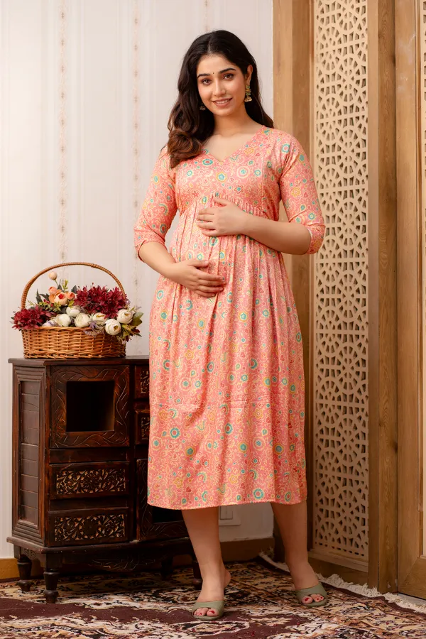 Classic_Peach_Capsule_Printed_Rayon_Maternity_kurti