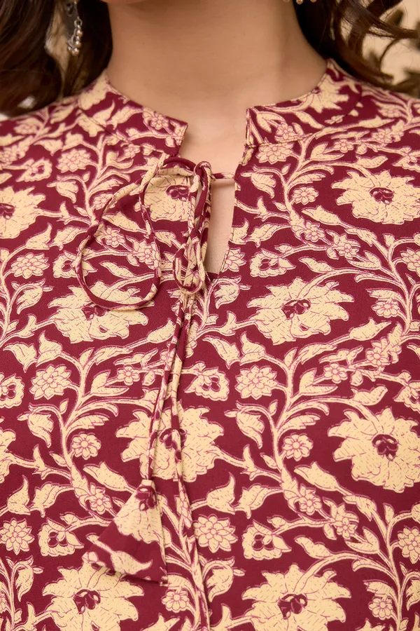 Classic_Rayon_Printed_maternity_&_Nursing_Maroon_Dress
