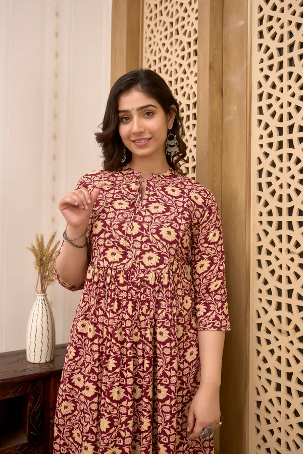 Classic_Rayon_Printed_maternity_&_Nursing_Maroon_Dress