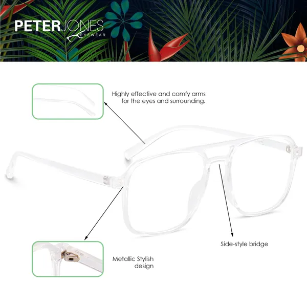 Clear_Transparent_Square_Large_Anti_Glare/UV_Protected_Computer/Gaming_Glasses_(20001T)_-_For_Unisex