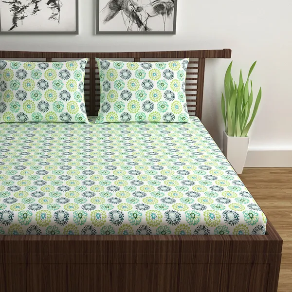 100%_Cotton_120_TC_Dahila_Double_Bedsheet_2_Pillow_Covers,_Deep_Lake