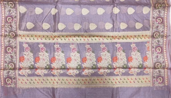 Humairah_Pure_Handwoven_Grey_Tussar_Silk_Floral_Zari_Boota_Alfi_Mina_Zari_Border_and_Pallu_with_Grey_Blouse
