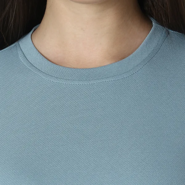 Sky_Blue_Polycotton_T-Shirts_For_Women