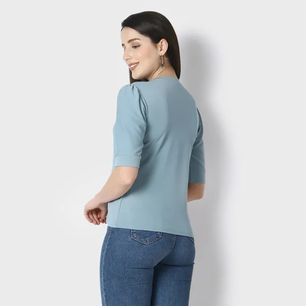 Sky_Blue_Polycotton_T-Shirts_For_Women