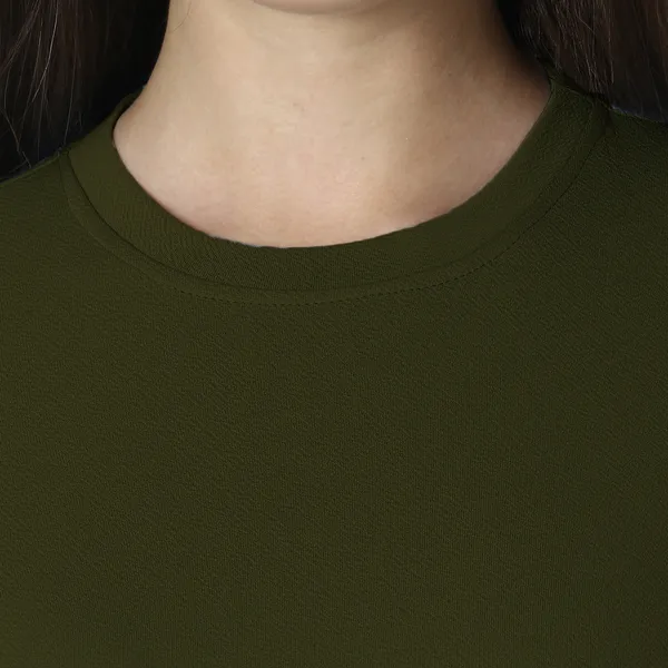 Dark_Green_Polycotton_T-Shirts_For_Women