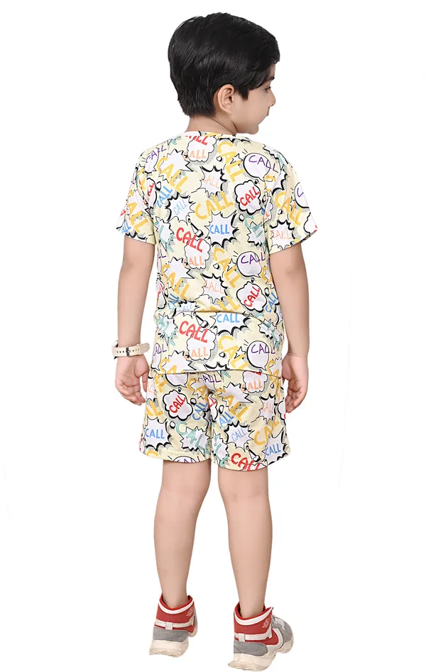 Beige_Boys_&_Girls_Casual_T-Shirt_Shorts