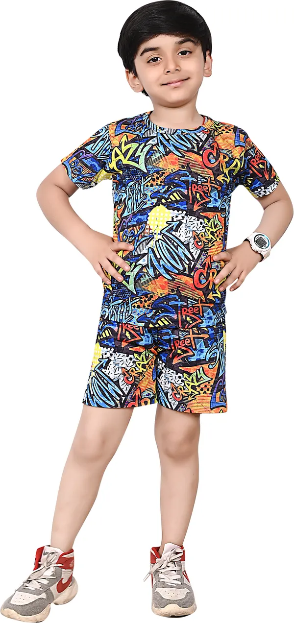 Dark_Blue_Boys_&_Girls_Casual_T-Shirt_Shorts