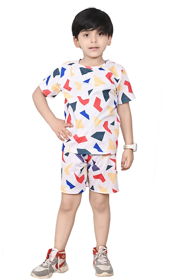 White_Boys_&_Girls_Casual_T-Shirt_Shorts