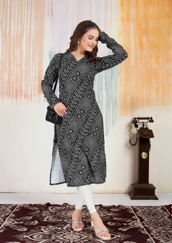 Cotton_Black_Bandhaani_Printed_Kurta_With_Long_Sleeves