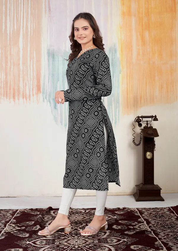 Cotton_Black_Bandhaani_Printed_Kurta_With_Long_Sleeves