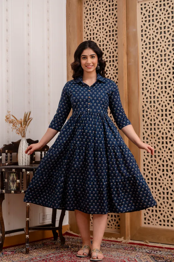 Cotton_Blue_Butti_Shirs_Coller_Maternity_&_Nursing_3_Tyer_Dress