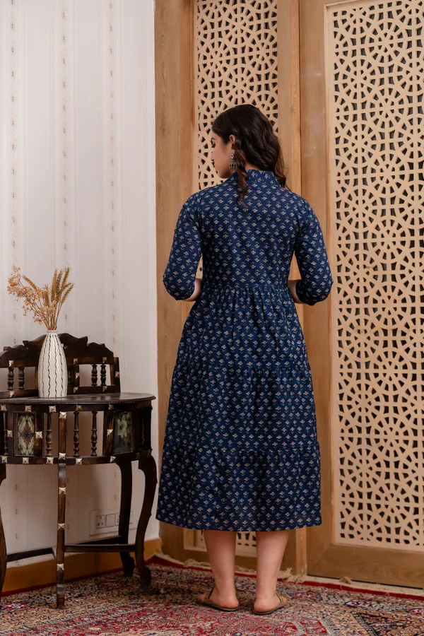 Cotton_Blue_Butti_Shirs_Coller_Maternity_&_Nursing_3_Tyer_Dress