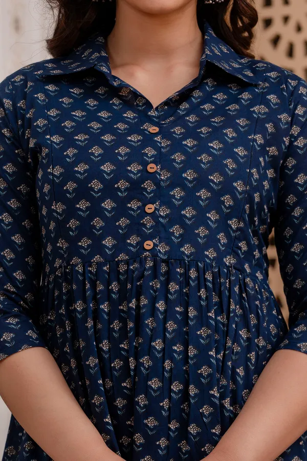 Cotton_Blue_Butti_Shirs_Coller_Maternity_&_Nursing_3_Tyer_Dress