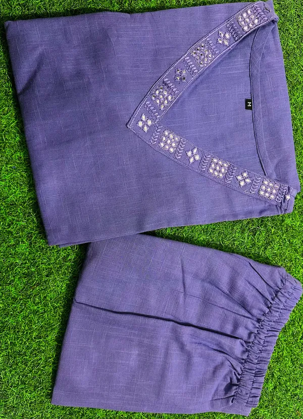 Purple_Purple_Cotton_Blend_Kurta_Set_for_women_For_Women
