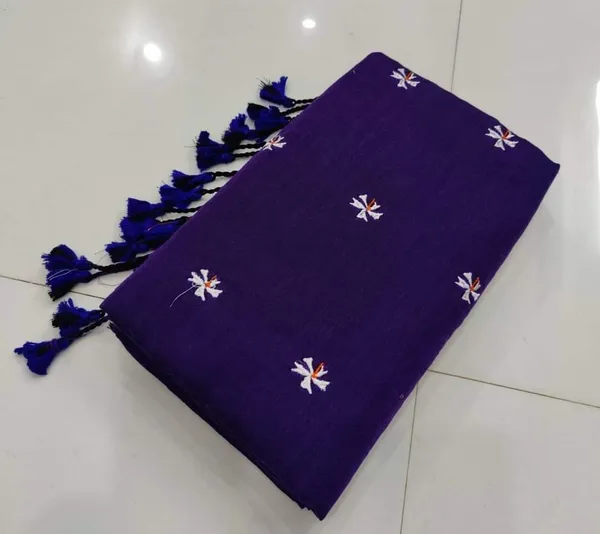 Royal_Blue_Cotton_Embroidery_Full_Body_Shiuli_Design_Handloom_Saree