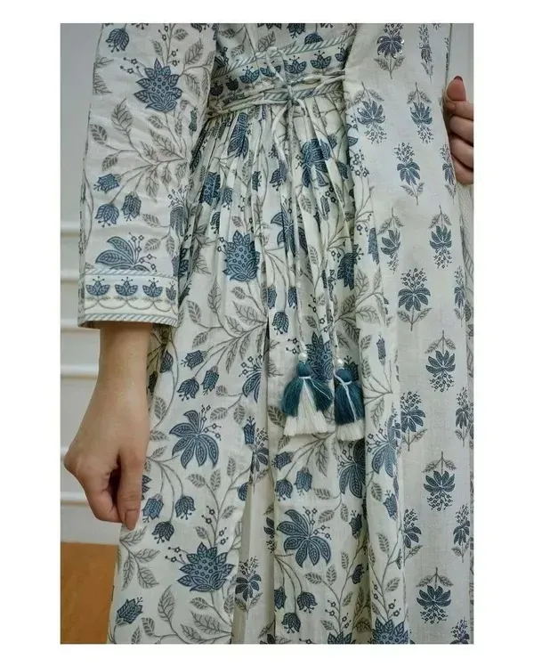 Grey_Cotton_Kurta_with_Afghani_Pant_&_Dupatta_For_Women