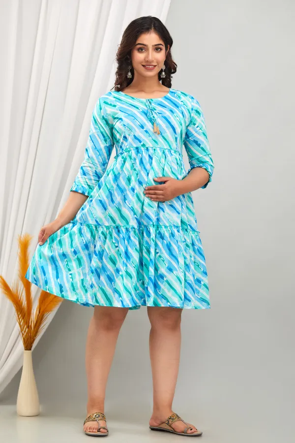Maternity_Cotton_Lahariya_Printed_Sea_Green_Feeding_Drees